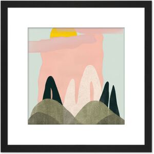 Artery8 Summer Landscape Sunny Abstract Boho Pastel Pink Blue Watercolour Painting Square Wooden Framed Wall Art Print Picture 8X8 Inch in Black Black Artery8 Summer Landscape Sunny Abstract Boho Pastel Pink Blue Watercolour Painting Square Wooden Framed Wall Art Print Picture 8X8 Inch in Black Black