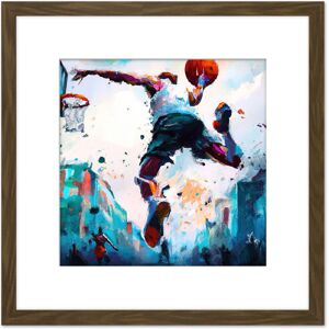 Artery8 City Basketball Slam Dunk Sport Splatter Watercolour Painting Teal Orange Square Wooden Framed Wall Art Print Picture 8X8 Inch in Brown Brown Artery8 City Basketball Slam Dunk Sport Splatter Watercolour Painting Teal Orange Square Wooden Framed Wall Art Print Picture 8X8 Inch in Brown Brown