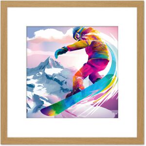 Artery8 Snowboarder Snowboarding Vibrant Watercolour Multicoloured Snow Mountain Winter Sport Square Wooden Framed Wall Art Print Picture 8X8 Inch Light Oak Artery8 Snowboarder Snowboarding Vibrant Watercolour Multicoloured Snow Mountain Winter Sport Square Wooden Framed Wall Art Print Picture 8X8 Inch Light Oak