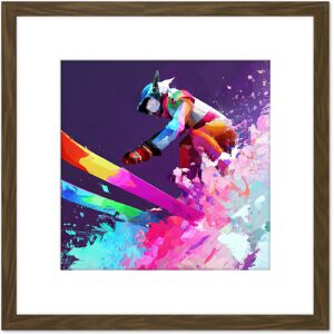 Artery8 Skier Ski Skiing Action Jump Motion Vibrant Watercolour Multicoloured Snow Winter Sport Square Wooden Framed Wall Art Print Picture 8X8 Inch Brown Artery8 Skier Ski Skiing Action Jump Motion Vibrant Watercolour Multicoloured Snow Winter Sport Square Wooden Framed Wall Art Print Picture 8X8 Inch Brown