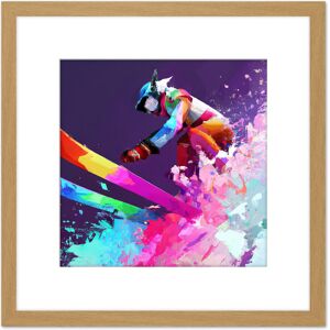 Artery8 Skier Ski Skiing Action Jump Motion Vibrant Watercolour Multicoloured Snow Winter Sport Square Wooden Framed Wall Art Print Picture 8X8 Inch Light Oak Artery8 Skier Ski Skiing Action Jump Motion Vibrant Watercolour Multicoloured Snow Winter Sport Square Wooden Framed Wall Art Print Picture 8X8 Inch Light Oak