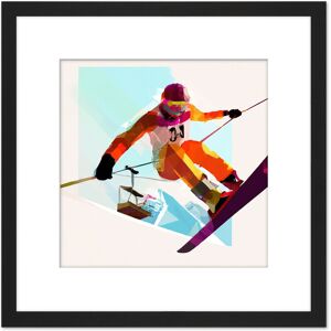 Artery8 Skier In Jump Motion Ski Skiing Bright Watercolour Snow Mountain Winter Sport Square Wooden Framed Wall Art Print Picture 8X8 Inch in Black Black Artery8 Skier In Jump Motion Ski Skiing Bright Watercolour Snow Mountain Winter Sport Square Wooden Framed Wall Art Print Picture 8X8 Inch in Black Black