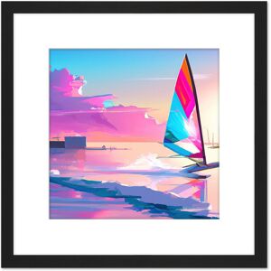 Artery8 Pink Skies Seascape Windsurfer Windsurfing Bright Vibrant Watercolour Sport Square Wooden Framed Wall Art Print Picture 8X8 Inch in Black Black Artery8 Pink Skies Seascape Windsurfer Windsurfing Bright Vibrant Watercolour Sport Square Wooden Framed Wall Art Print Picture 8X8 Inch in Black Black