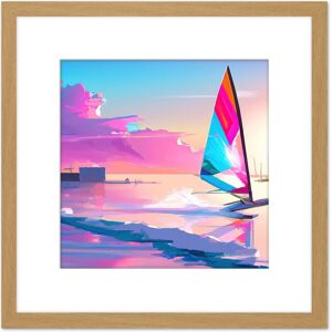 Artery8 Pink Skies Seascape Windsurfer Windsurfing Bright Vibrant Watercolour Sport Square Wooden Framed Wall Art Print Picture 8X8 Inch in Light Oak Light Oak Artery8 Pink Skies Seascape Windsurfer Windsurfing Bright Vibrant Watercolour Sport Square Wooden Framed Wall Art Print Picture 8X8 Inch in Light Oak Light Oak