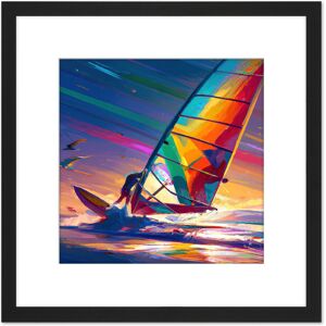 Artery8 Windsurfer Windsurfing Retro Vibrant Multicoloured Bright Watercolour Water Sport Square Wooden Framed Wall Art Print Picture 8X8 Inch Black Artery8 Windsurfer Windsurfing Retro Vibrant Multicoloured Bright Watercolour Water Sport Square Wooden Framed Wall Art Print Picture 8X8 Inch Black