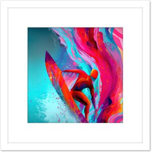 Artery8 Surfer Riding Wave Sea Abstract Vibrant Bright Watercolour Surfing Pink Turquoise Water Sport Square Wooden Framed Wall Art Print Picture 8X8 White Artery8 Surfer Riding Wave Sea Abstract Vibrant Bright Watercolour Surfing Pink Turquoise Water Sport Square Wooden Framed Wall Art Print Picture 8X8 White