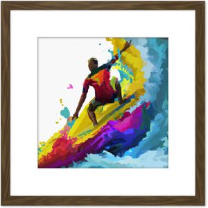 Artery8 Surfer Cutback In Motion Vibrant Abstract Multicoloured Watercolour Painting Surfing Water Sport Square Wooden Framed Wall Art Print Picture Brown Artery8 Surfer Cutback In Motion Vibrant Abstract Multicoloured Watercolour Painting Surfing Water Sport Square Wooden Framed Wall Art Print Picture Brown