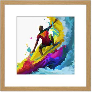 Artery8 Surfer Cutback In Motion Vibrant Abstract Multicoloured Watercolour Painting Surfing Water Sport Square Wooden Framed Wall Art Print Picture Light Oak Artery8 Surfer Cutback In Motion Vibrant Abstract Multicoloured Watercolour Painting Surfing Water Sport Square Wooden Framed Wall Art Print Picture Light Oak