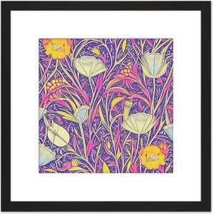 Artery8 Wild Poppy Flower Field Yellow Pink Purple Vintage Style Painting Square Wooden Framed Wall Art Print Picture 8X8 Inch in Black Black Artery8 Wild Poppy Flower Field Yellow Pink Purple Vintage Style Painting Square Wooden Framed Wall Art Print Picture 8X8 Inch in Black Black