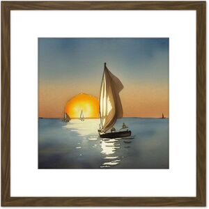 Artery8 Boats Sailing Calm Sunset Seascape Ocean Watercolour Painting Square Wooden Framed Wall Art Print Picture 8X8 Inch in Brown Brown Artery8 Boats Sailing Calm Sunset Seascape Ocean Watercolour Painting Square Wooden Framed Wall Art Print Picture 8X8 Inch in Brown Brown