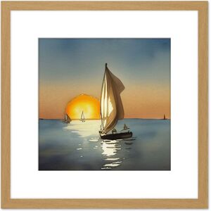 Artery8 Boats Sailing Calm Sunset Seascape Ocean Watercolour Painting Square Wooden Framed Wall Art Print Picture 8X8 Inch in Light Oak Light Oak Artery8 Boats Sailing Calm Sunset Seascape Ocean Watercolour Painting Square Wooden Framed Wall Art Print Picture 8X8 Inch in Light Oak Light Oak