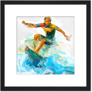 Artery8 Surfer Surfing Riding Point Break Wave Water Sport Sea Oil Painting Square Wooden Framed Wall Art Print Picture 8X8 Inch in Black Black Artery8 Surfer Surfing Riding Point Break Wave Water Sport Sea Oil Painting Square Wooden Framed Wall Art Print Picture 8X8 Inch in Black Black