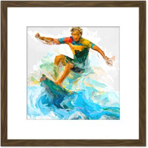 Artery8 Surfer Surfing Riding Point Break Wave Water Sport Sea Oil Painting Square Wooden Framed Wall Art Print Picture 8X8 Inch in Brown Brown Artery8 Surfer Surfing Riding Point Break Wave Water Sport Sea Oil Painting Square Wooden Framed Wall Art Print Picture 8X8 Inch in Brown Brown