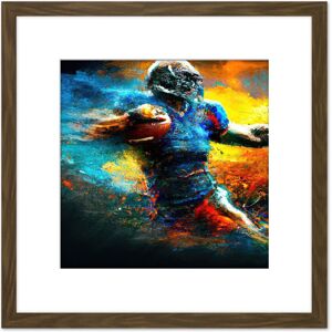 Artery8 American Football Action Sport Painting the Power Line Back Gridiron Blue Yellow Square Wooden Framed Wall Art Print Picture 8X8 Inch in Brown Brown Artery8 American Football Action Sport Painting the Power Line Back Gridiron Blue Yellow Square Wooden Framed Wall Art Print Picture 8X8 Inch in Brown Brown
