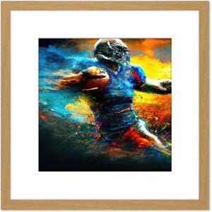 Artery8 American Football Action Sport Painting the Power Line Back Gridiron Blue Yellow Square Wooden Framed Wall Art Print Picture 8X8 Inch Light Oak Artery8 American Football Action Sport Painting the Power Line Back Gridiron Blue Yellow Square Wooden Framed Wall Art Print Picture 8X8 Inch Light Oak