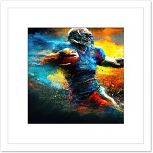 Artery8 American Football Action Sport Painting the Power Line Back Gridiron Blue Yellow Square Wooden Framed Wall Art Print Picture 8X8 Inch in White White Artery8 American Football Action Sport Painting the Power Line Back Gridiron Blue Yellow Square Wooden Framed Wall Art Print Picture 8X8 Inch in White White