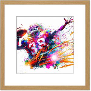 Artery8 American Football Sport Splatter Painting 38 Shirt Multicoloured Vibrant Bright Quarterback Gridiron Square Wooden Framed Wall Art Print Light Oak Artery8 American Football Sport Splatter Painting 38 Shirt Multicoloured Vibrant Bright Quarterback Gridiron Square Wooden Framed Wall Art Print Light Oak