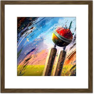Artery8 Cricket Wicket Fast Bowler Sports Splatter Style Oil Painting Square Wooden Framed Wall Art Print Picture 8X8 Inch in Brown Brown Artery8 Cricket Wicket Fast Bowler Sports Splatter Style Oil Painting Square Wooden Framed Wall Art Print Picture 8X8 Inch in Brown Brown