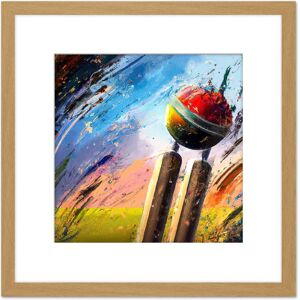Artery8 Cricket Wicket Fast Bowler Sports Splatter Style Oil Painting Square Wooden Framed Wall Art Print Picture 8X8 Inch in Light Oak Light Oak Artery8 Cricket Wicket Fast Bowler Sports Splatter Style Oil Painting Square Wooden Framed Wall Art Print Picture 8X8 Inch in Light Oak Light Oak