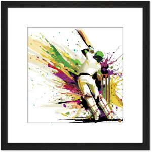 Artery8 Sports in Motion Cricket Batsman Splatter Style Painting Square Wooden Framed Wall Art Print Picture 8X8 Inch in Black Black Artery8 Sports in Motion Cricket Batsman Splatter Style Painting Square Wooden Framed Wall Art Print Picture 8X8 Inch in Black Black