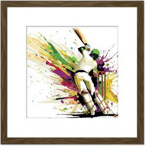 Artery8 Sports in Motion Cricket Batsman Splatter Style Painting Square Wooden Framed Wall Art Print Picture 8X8 Inch in Brown Brown Artery8 Sports in Motion Cricket Batsman Splatter Style Painting Square Wooden Framed Wall Art Print Picture 8X8 Inch in Brown Brown