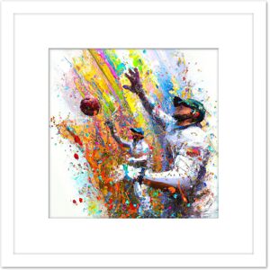 Artery8 Vibrant Cricket Fielders Sports Ball Oil Splatter Painting Square Wooden Framed Wall Art Print Picture 8X8 Inch in White White Artery8 Vibrant Cricket Fielders Sports Ball Oil Splatter Painting Square Wooden Framed Wall Art Print Picture 8X8 Inch in White White