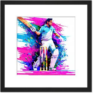 Artery8 Sports Cricket Colourful Pink Blue Batsman Watercolour Oil Painting Square Wooden Framed Wall Art Print Picture 8X8 Inch in Black Black Artery8 Sports Cricket Colourful Pink Blue Batsman Watercolour Oil Painting Square Wooden Framed Wall Art Print Picture 8X8 Inch in Black Black
