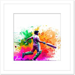 Artery8 Indian Cricket Batsman Sports Colour Burst Splatter Orange Pink Painting Square Wooden Framed Wall Art Print Picture 8X8 Inch in White White Artery8 Indian Cricket Batsman Sports Colour Burst Splatter Orange Pink Painting Square Wooden Framed Wall Art Print Picture 8X8 Inch in White White