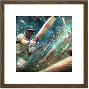 Artery8 Action Cricket Sports in Motion Batsman Splatter Oil Painting Square Wooden Framed Wall Art Print Picture 8X8 Inch in Brown Brown Artery8 Action Cricket Sports in Motion Batsman Splatter Oil Painting Square Wooden Framed Wall Art Print Picture 8X8 Inch in Brown Brown