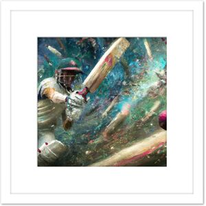 Artery8 Action Cricket Sports in Motion Batsman Splatter Oil Painting Square Wooden Framed Wall Art Print Picture 8X8 Inch in White White Artery8 Action Cricket Sports in Motion Batsman Splatter Oil Painting Square Wooden Framed Wall Art Print Picture 8X8 Inch in White White