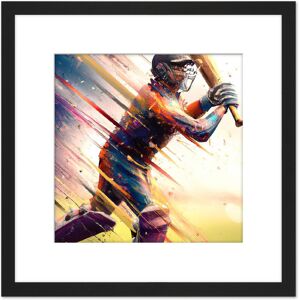 Artery8 Cricket Batsman Swings Action Sports Splatter Oil Painting Square Wooden Framed Wall Art Print Picture 8X8 Inch in Black Black Artery8 Cricket Batsman Swings Action Sports Splatter Oil Painting Square Wooden Framed Wall Art Print Picture 8X8 Inch in Black Black