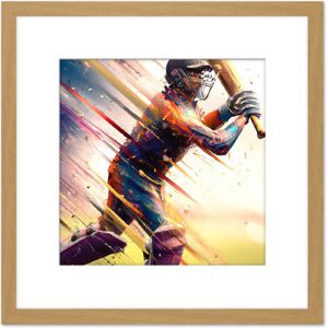 Artery8 Cricket Batsman Swings Action Sports Splatter Oil Painting Square Wooden Framed Wall Art Print Picture 8X8 Inch in Light Oak Light Oak Artery8 Cricket Batsman Swings Action Sports Splatter Oil Painting Square Wooden Framed Wall Art Print Picture 8X8 Inch in Light Oak Light Oak