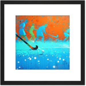 Artery8 Abstract Field Hockey Stick Players Pitch Blue Orange Sport Oil Painting Square Wooden Framed Wall Art Print Picture 8X8 Inch in Black Black Artery8 Abstract Field Hockey Stick Players Pitch Blue Orange Sport Oil Painting Square Wooden Framed Wall Art Print Picture 8X8 Inch in Black Black
