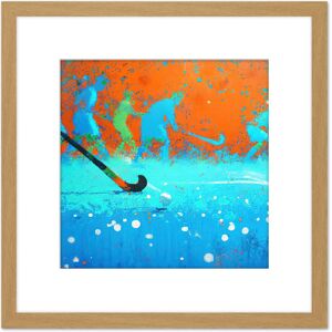 Artery8 Abstract Field Hockey Stick Players Pitch Blue Orange Sport Oil Painting Square Wooden Framed Wall Art Print Picture 8X8 Inch in Light Oak Light Oak Artery8 Abstract Field Hockey Stick Players Pitch Blue Orange Sport Oil Painting Square Wooden Framed Wall Art Print Picture 8X8 Inch in Light Oak Light Oak