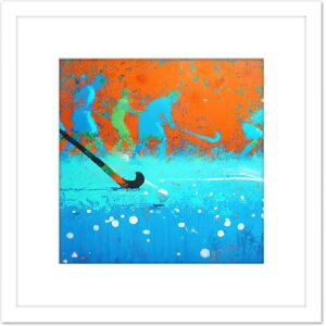 Artery8 Abstract Field Hockey Stick Players Pitch Blue Orange Sport Oil Painting Square Wooden Framed Wall Art Print Picture 8X8 Inch in White White Artery8 Abstract Field Hockey Stick Players Pitch Blue Orange Sport Oil Painting Square Wooden Framed Wall Art Print Picture 8X8 Inch in White White