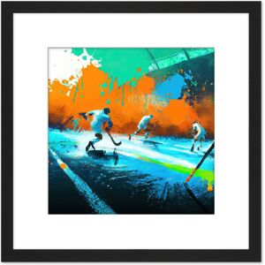 Artery8 Ice Hockey Winter Sport Action Abstract Colourful Oil Painting Square Wooden Framed Wall Art Print Picture 8X8 Inch in Black Black Artery8 Ice Hockey Winter Sport Action Abstract Colourful Oil Painting Square Wooden Framed Wall Art Print Picture 8X8 Inch in Black Black