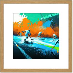 Artery8 Ice Hockey Winter Sport Action Abstract Colourful Oil Painting Square Wooden Framed Wall Art Print Picture 8X8 Inch in Light Oak Light Oak Artery8 Ice Hockey Winter Sport Action Abstract Colourful Oil Painting Square Wooden Framed Wall Art Print Picture 8X8 Inch in Light Oak Light Oak