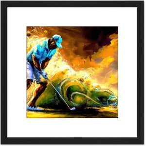 Artery8 Abstract Golfing Golf Course Green Golfer Swing Sport Colourful Yellow Painting Square Wooden Framed Wall Art Print Picture 8X8 Inch in Black Black Artery8 Abstract Golfing Golf Course Green Golfer Swing Sport Colourful Yellow Painting Square Wooden Framed Wall Art Print Picture 8X8 Inch in Black Black