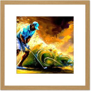 Artery8 Abstract Golfing Golf Course Green Golfer Swing Sport Colourful Yellow Painting Square Wooden Framed Wall Art Print Picture 8X8 Inch Light Oak Artery8 Abstract Golfing Golf Course Green Golfer Swing Sport Colourful Yellow Painting Square Wooden Framed Wall Art Print Picture 8X8 Inch Light Oak
