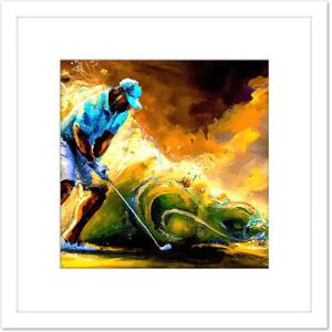Artery8 Abstract Golfing Golf Course Green Golfer Swing Sport Colourful Yellow Painting Square Wooden Framed Wall Art Print Picture 8X8 Inch in White White Artery8 Abstract Golfing Golf Course Green Golfer Swing Sport Colourful Yellow Painting Square Wooden Framed Wall Art Print Picture 8X8 Inch in White White