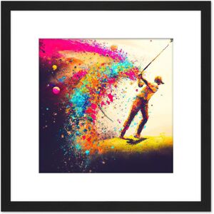 Artery8 Abstract Golfing Golf Course Green Golfer Swing Sport Multicoloured Oil Painting Square Wooden Framed Wall Art Print Picture 8X8 Inch in Black Black Artery8 Abstract Golfing Golf Course Green Golfer Swing Sport Multicoloured Oil Painting Square Wooden Framed Wall Art Print Picture 8X8 Inch in Black Black