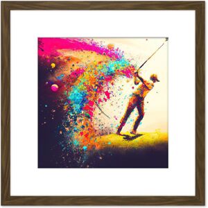 Artery8 Abstract Golfing Golf Course Green Golfer Swing Sport Multicoloured Oil Painting Square Wooden Framed Wall Art Print Picture 8X8 Inch in Brown Brown Artery8 Abstract Golfing Golf Course Green Golfer Swing Sport Multicoloured Oil Painting Square Wooden Framed Wall Art Print Picture 8X8 Inch in Brown Brown