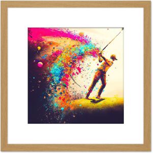 Artery8 Abstract Golfing Golf Course Green Golfer Swing Sport Multicoloured Oil Painting Square Wooden Framed Wall Art Print Picture 8X8 Inch Light Oak Artery8 Abstract Golfing Golf Course Green Golfer Swing Sport Multicoloured Oil Painting Square Wooden Framed Wall Art Print Picture 8X8 Inch Light Oak
