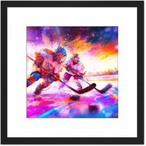 Artery8 Ice Hockey Players Battle For Puck Bright Winter Sport Oil Painting Square Wooden Framed Wall Art Print Picture 8X8 Inch in Black Black Artery8 Ice Hockey Players Battle For Puck Bright Winter Sport Oil Painting Square Wooden Framed Wall Art Print Picture 8X8 Inch in Black Black