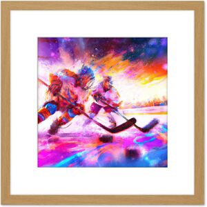 Artery8 Ice Hockey Players Battle For Puck Bright Winter Sport Oil Painting Square Wooden Framed Wall Art Print Picture 8X8 Inch in Light Oak Light Oak Artery8 Ice Hockey Players Battle For Puck Bright Winter Sport Oil Painting Square Wooden Framed Wall Art Print Picture 8X8 Inch in Light Oak Light Oak