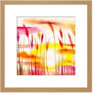 Artery8 Abstract Wheat Field Nature Landscape Sunset Bright Watercolour Yellow Pink Red Orange Square Wooden Framed Wall Art Print Picture 8X8 Inch Light Oak Artery8 Abstract Wheat Field Nature Landscape Sunset Bright Watercolour Yellow Pink Red Orange Square Wooden Framed Wall Art Print Picture 8X8 Inch Light Oak