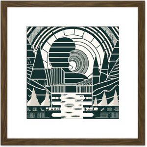 Artery8 Dark Forest Green Cream Geometric Abstract Painting Square Wooden Framed Wall Art Print Picture 8X8 Inch in Brown Brown Artery8 Dark Forest Green Cream Geometric Abstract Painting Square Wooden Framed Wall Art Print Picture 8X8 Inch in Brown Brown