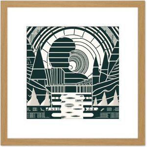 Artery8 Dark Forest Green Cream Geometric Abstract Painting Square Wooden Framed Wall Art Print Picture 8X8 Inch in Light Oak Light Oak Artery8 Dark Forest Green Cream Geometric Abstract Painting Square Wooden Framed Wall Art Print Picture 8X8 Inch in Light Oak Light Oak