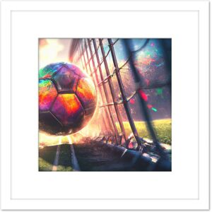Artery8 Football Soccer Goal Score Back of Net Colourful Sport Painting Square Wooden Framed Wall Art Print Picture 8X8 Inch in White White Artery8 Football Soccer Goal Score Back of Net Colourful Sport Painting Square Wooden Framed Wall Art Print Picture 8X8 Inch in White White