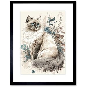 Artery8 Wall Art Print Blue Point Ragdoll Cat with Flowers Watercolour Artwork Framed 9X7 Inch in Black Size: W7" x H9" Black W7" x H9" Artery8 Wall Art Print Blue Point Ragdoll Cat with Flowers Watercolour Artwork Framed 9X7 Inch in Black Size: W7" x H9" Black W7" x H9"